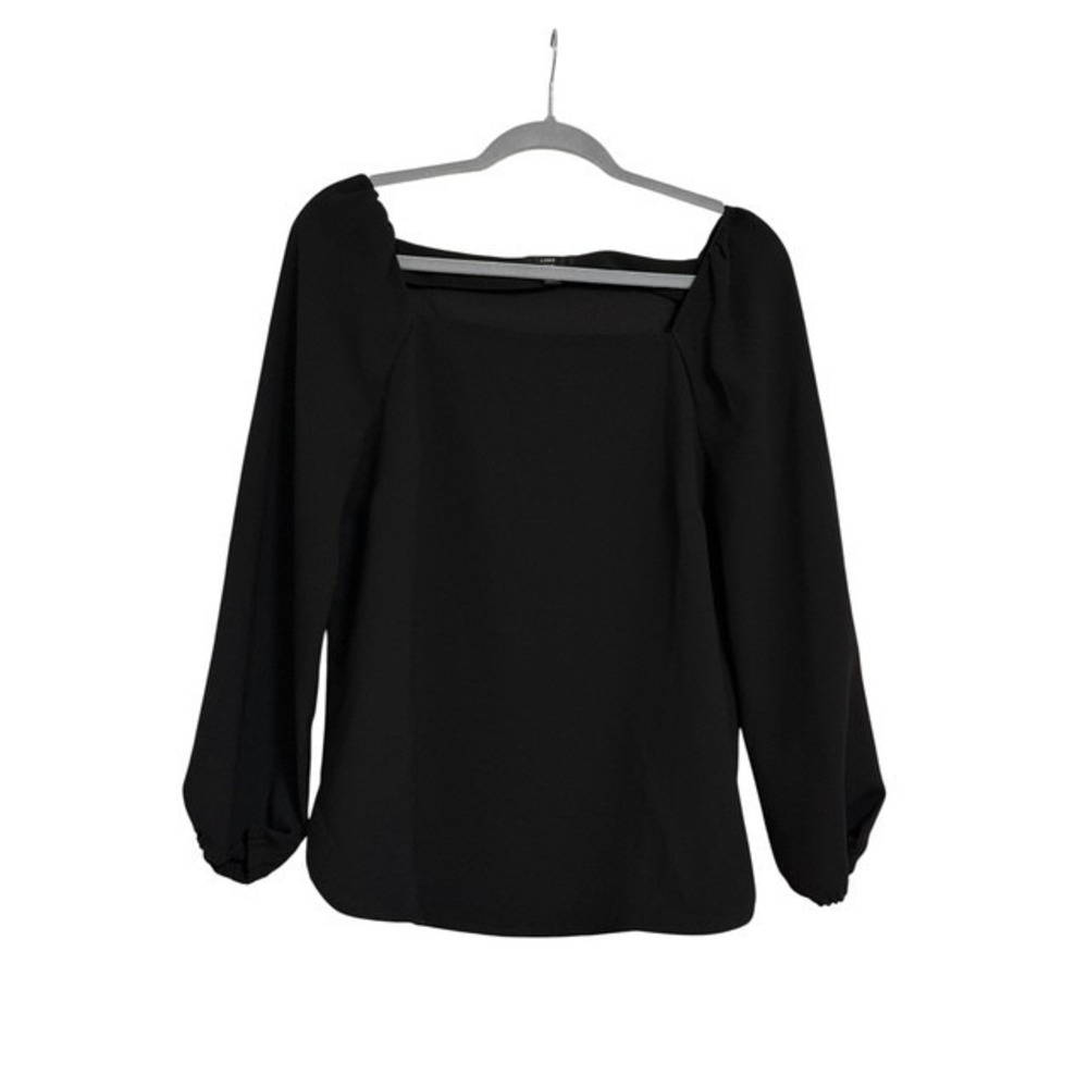 J. Crew Square Neck Black Crepe Long Sleeve top 365 Size 8